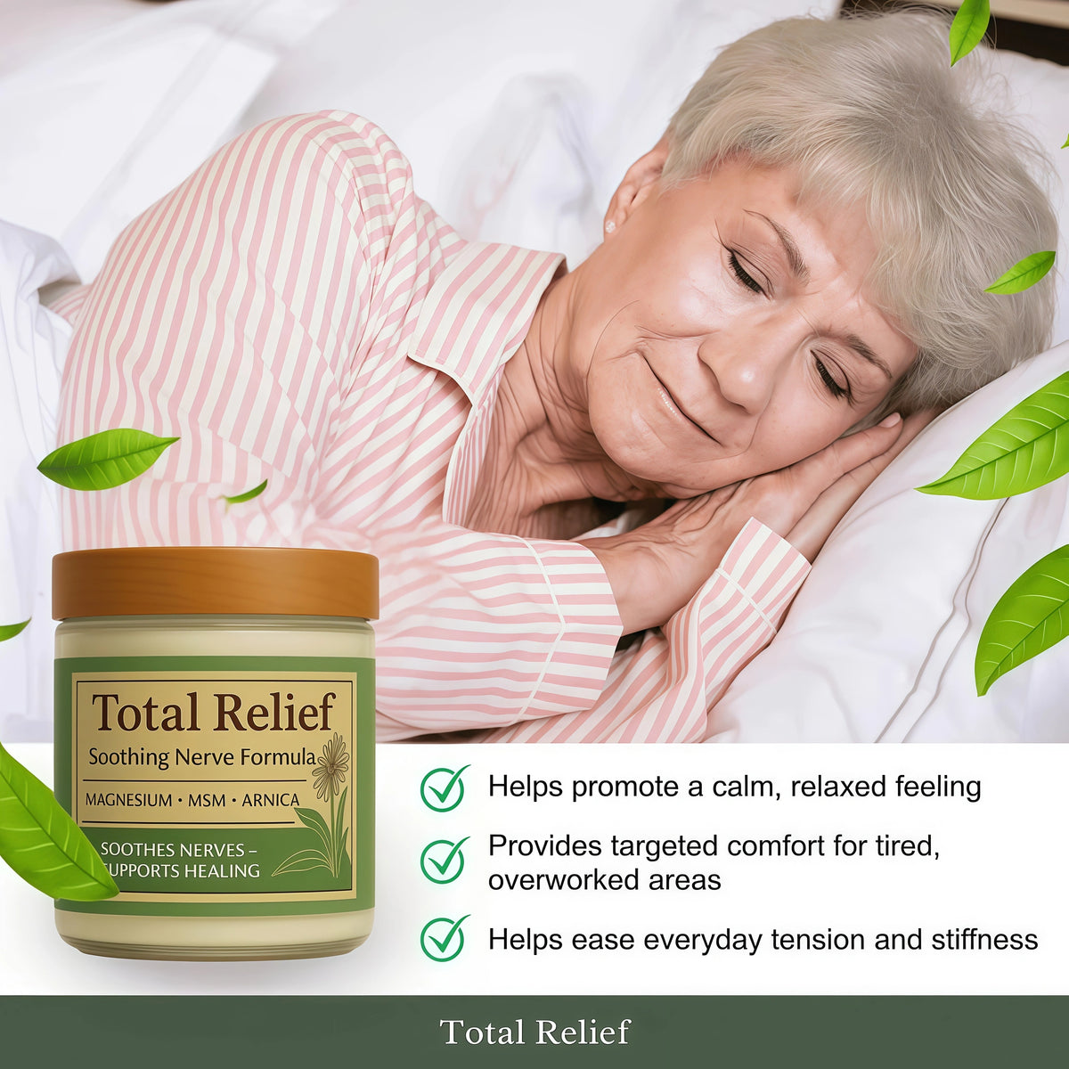 Total Relief Magnesium Cream - Topical Lotion for Muscles & Joints, 3.5 oz Formulated with Magnesium Chloride, MSM, Arnica & B6, Lightweight & Fast-Absorbing Cream for Joints & Legs, Pack of 1